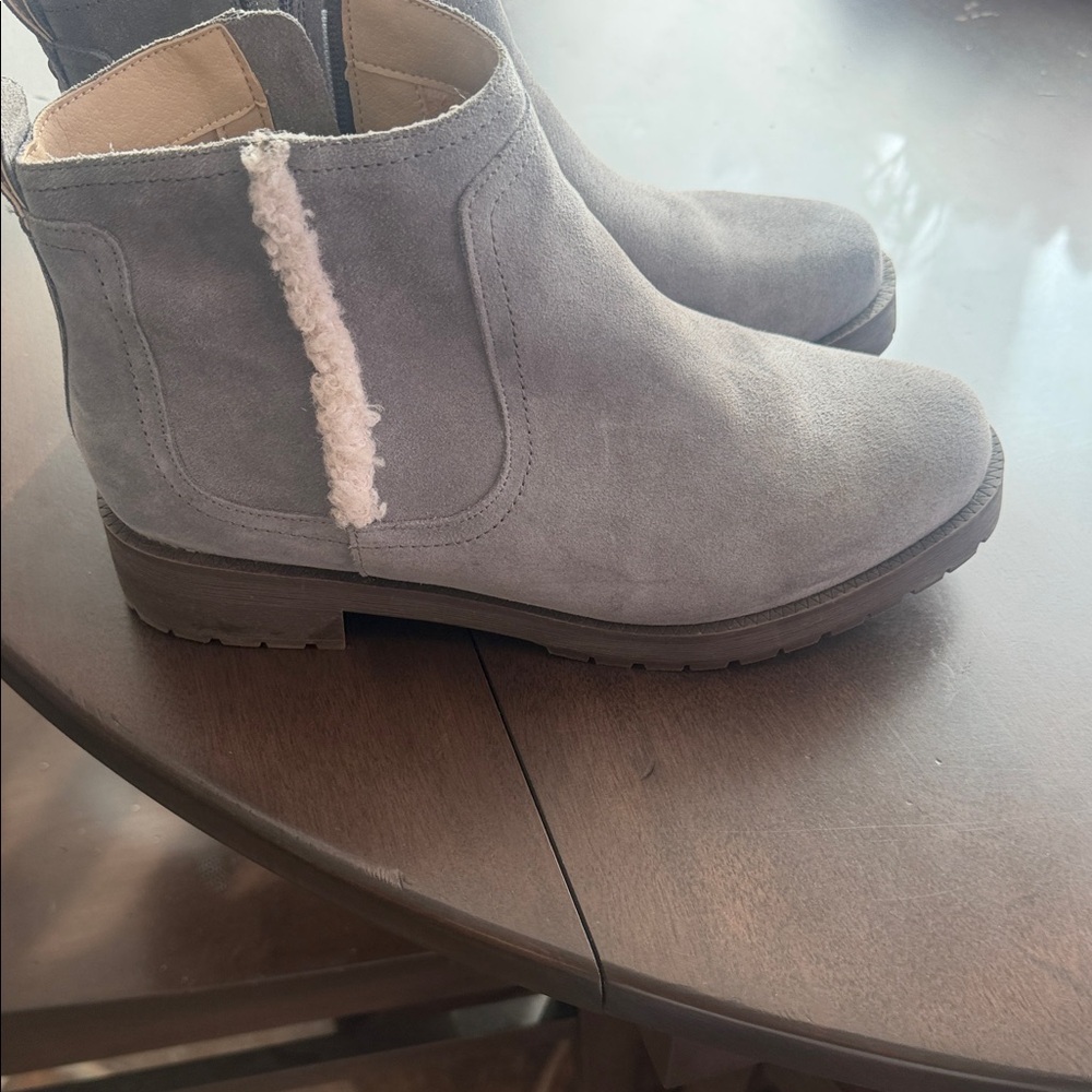 Vionic Gray Suede Ankle Booties